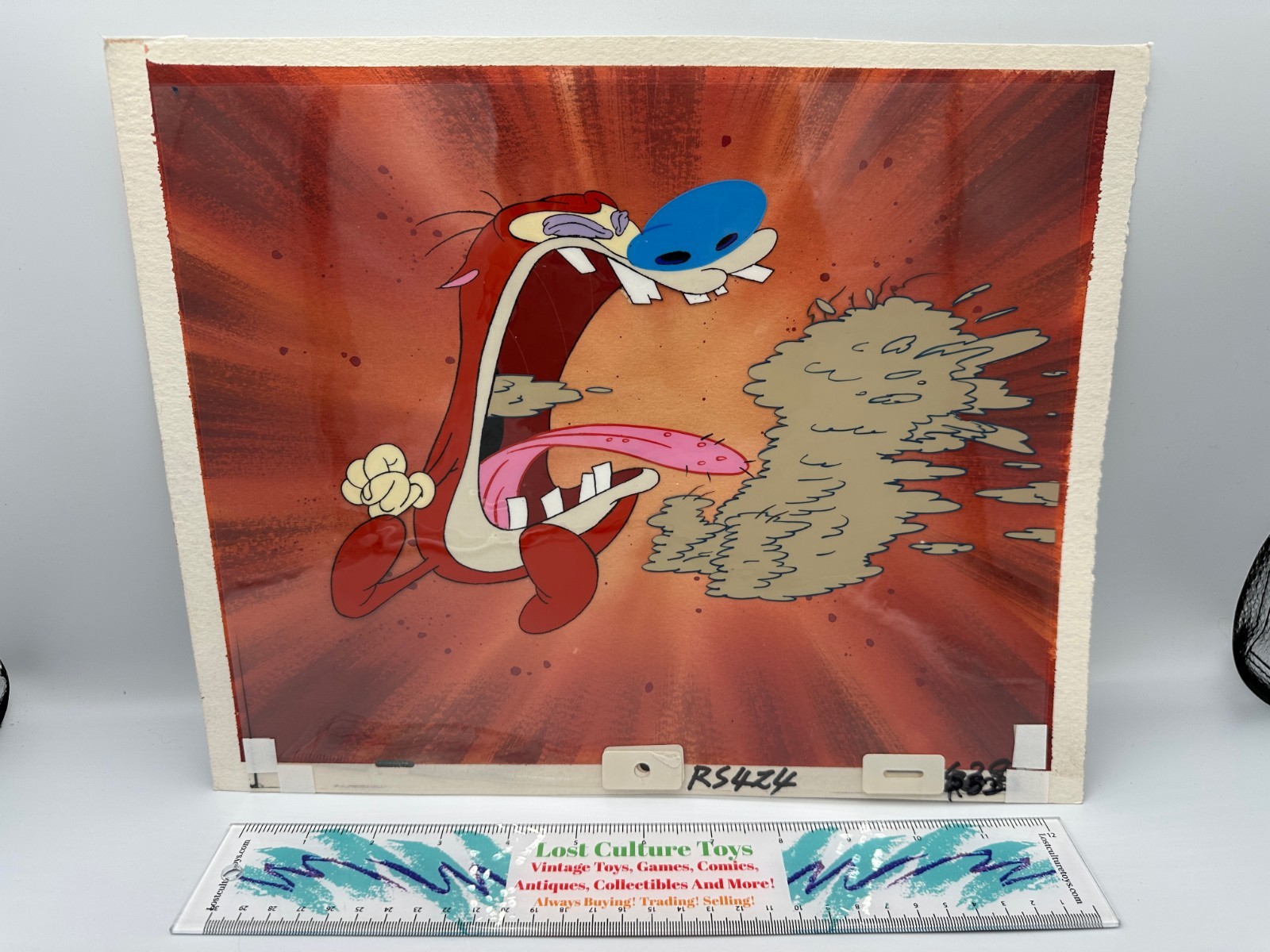 Original Nickelodeon Ren And Stimpy Animation Cel With Hand Painted Background Original Nickelodeon Ren And Stimpy Animation Cel With Hand Painted Background