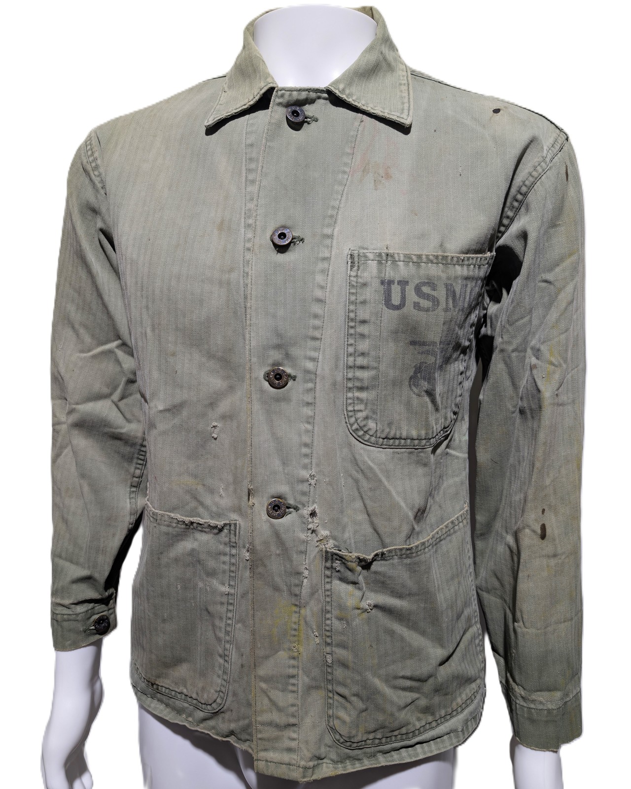 Original WWII USMC P41 HBT Utility Jacket w/ EGA Stencil (42\