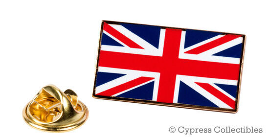 UK FLAG ENAMEL LAPEL PIN GOLD BORDER UNION JACK United Kingdom British TIE TACK