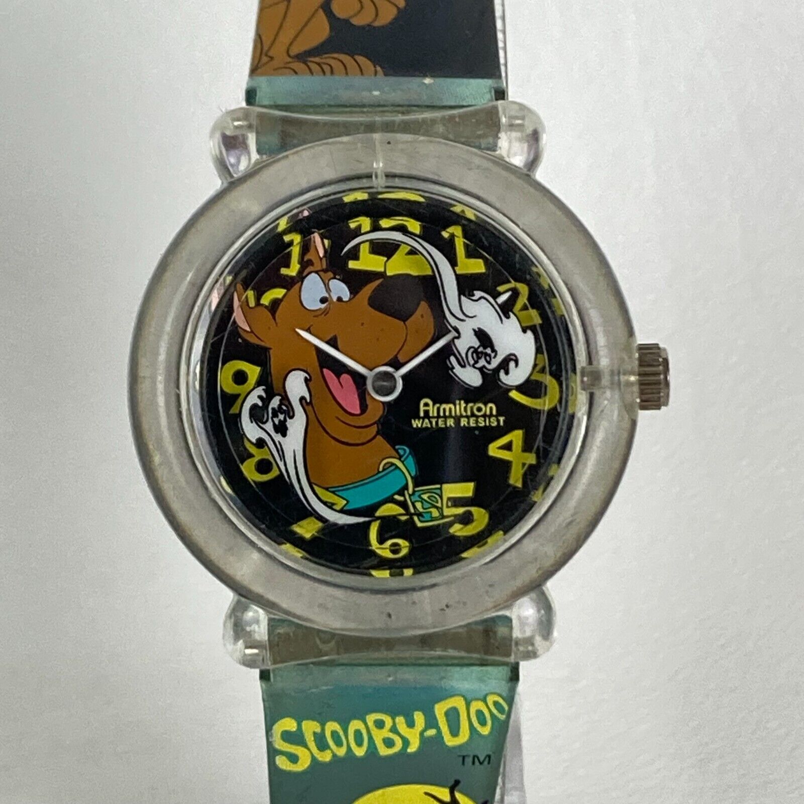 Vtg Armitron Scooby Doo Watch Women 30mm Spinning Ghosts Hanna Barbera1998 7.75\