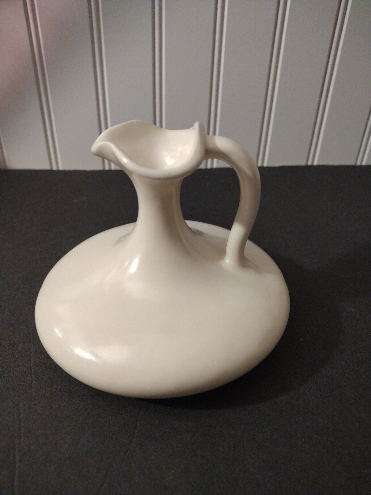 Vintage White Ceramic Little Compote Vase Unique Design signed 1991 Jeannette HM