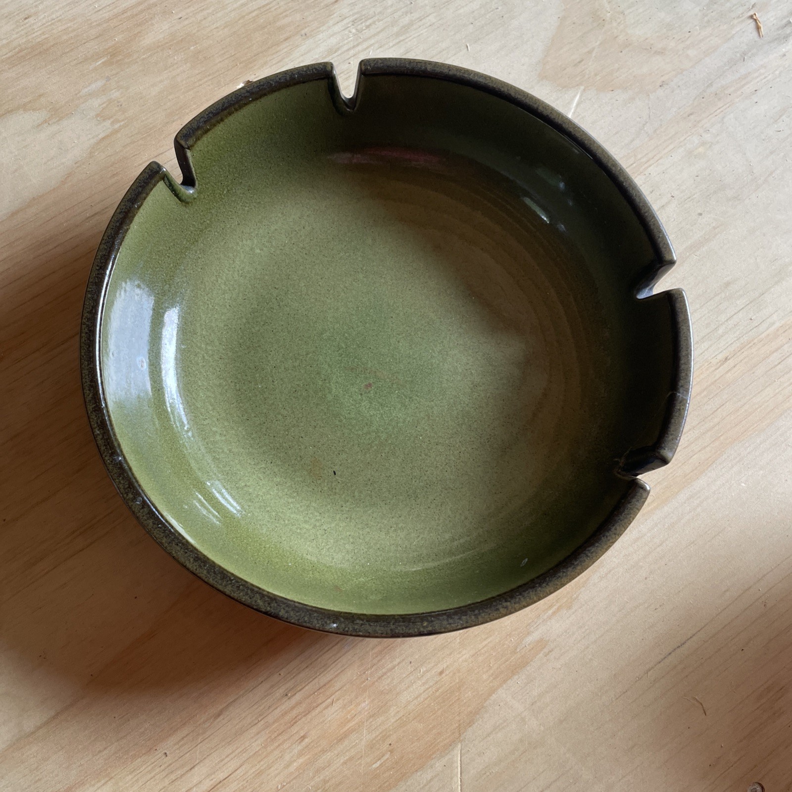 Heath Ceramics Olive Green Ashtray 4 Slots Mid Century Modern .Has BeenRepaired