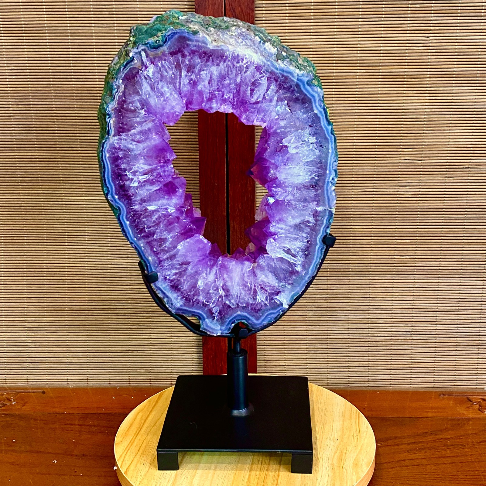 8.64LB Natural Amethyst Cave Crystal Slice Crescent shaped Hand Cut Repai