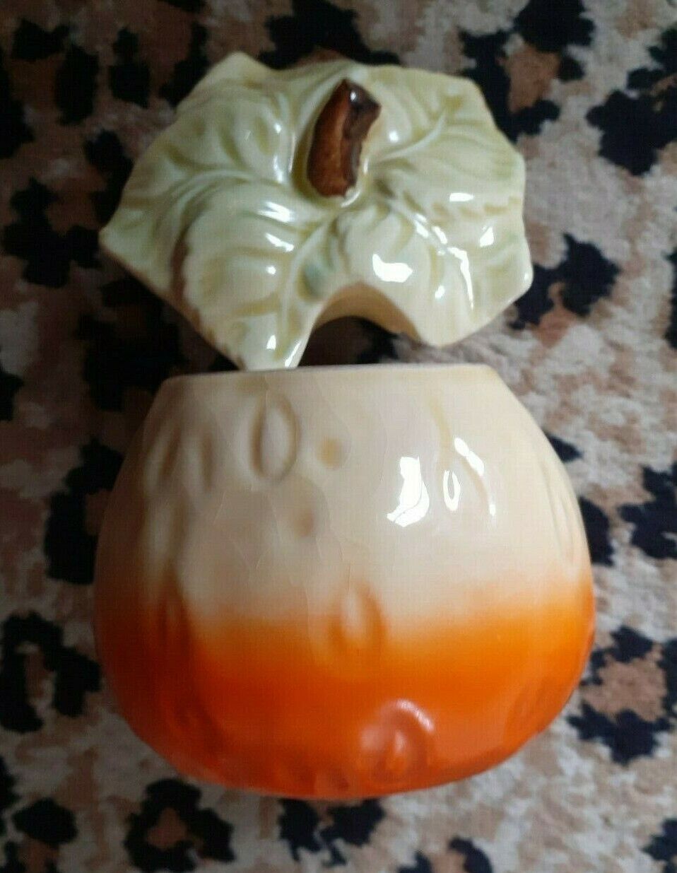 VTG 1930s Figural Strawberry Jam Preserve Pot + Lid Glazed China Ceramic Jar VGC