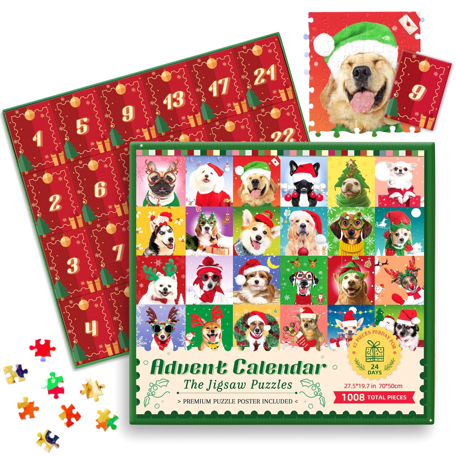 Puzzle Advent Calendar 2026, 24 Days Christmas Countdown Jigsaw Multicolor