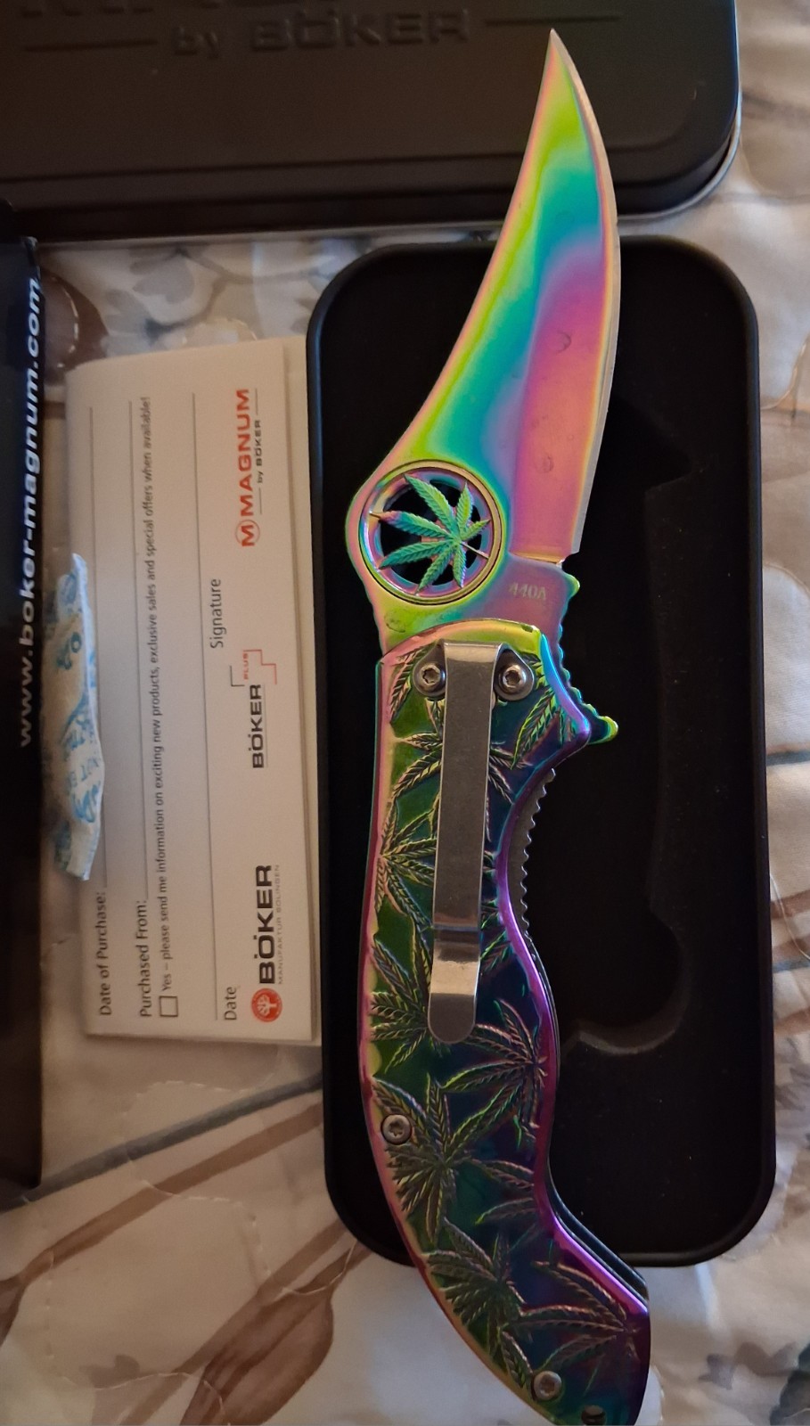 Magnum by Böker Rainbow Multicolor Drop Point Pocketknife Liner Lock Clip Box Magnum by Böker Rainbow Multicolor Drop Point Pocketknife Liner Lock Clip Box