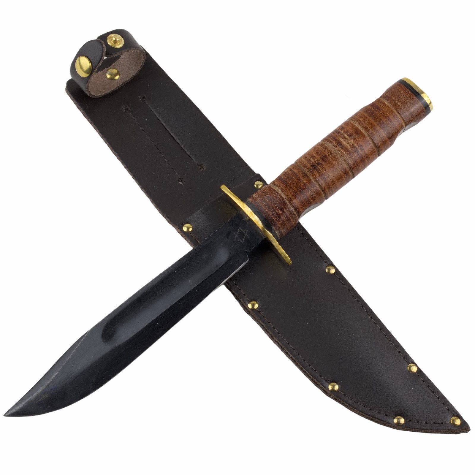 J. Adams Sheffield England Israeli Commando Fixed Blade Knife Leather Wrapped