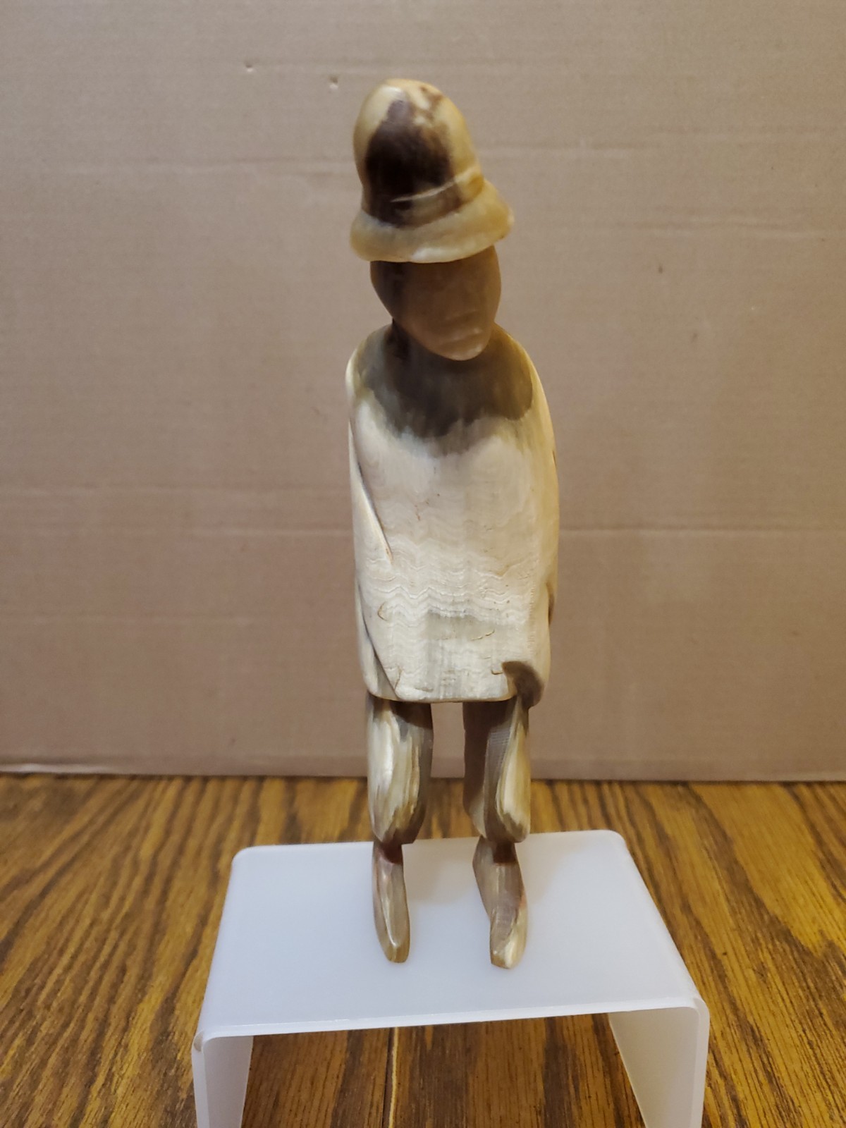 Vintage hand-carved bovine-horn Argentinian Gaucho shelf-sitter...