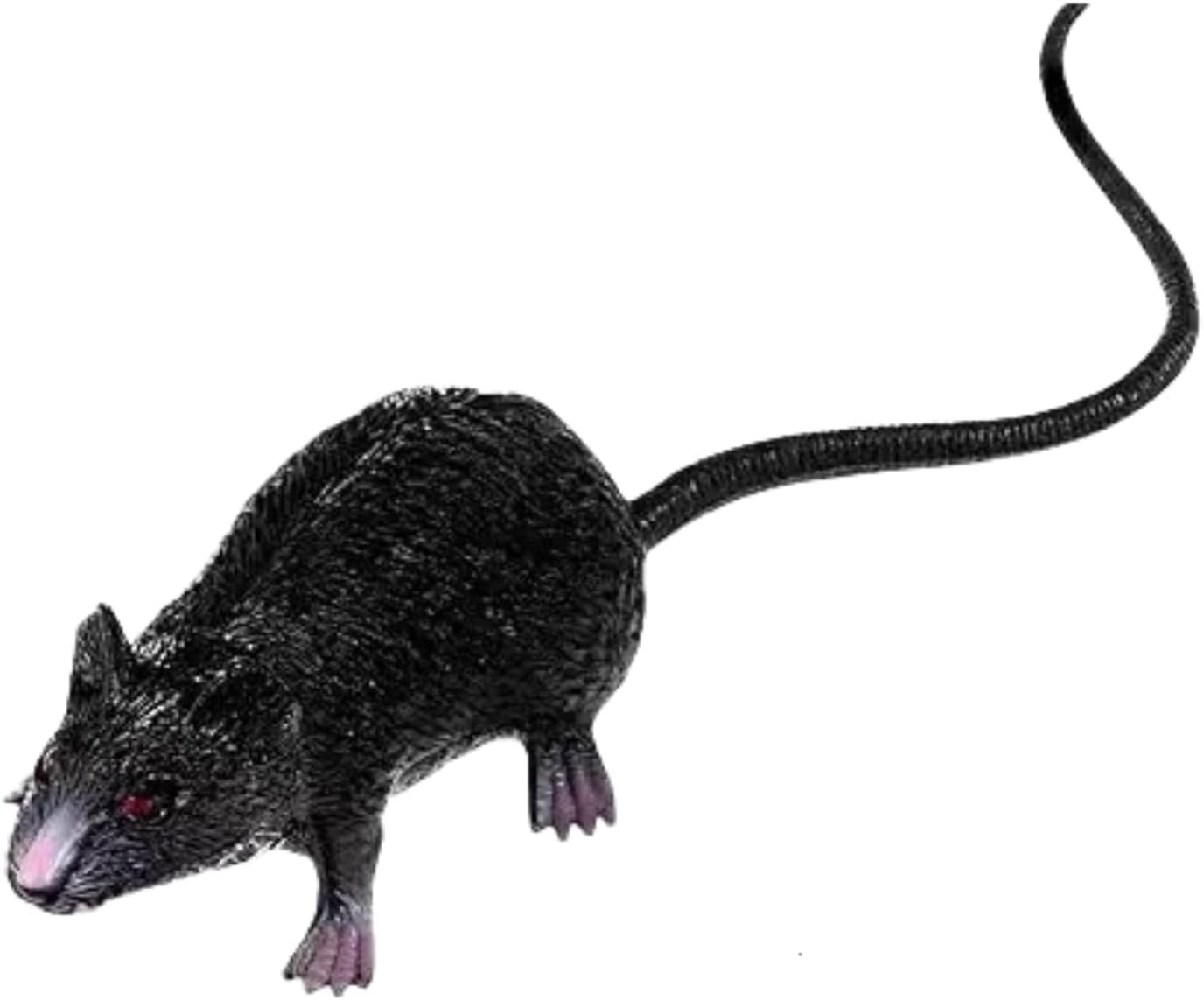 Realistic Rubber Rat with Long Tail - Mouse Prop for Halloween Pranks, Black