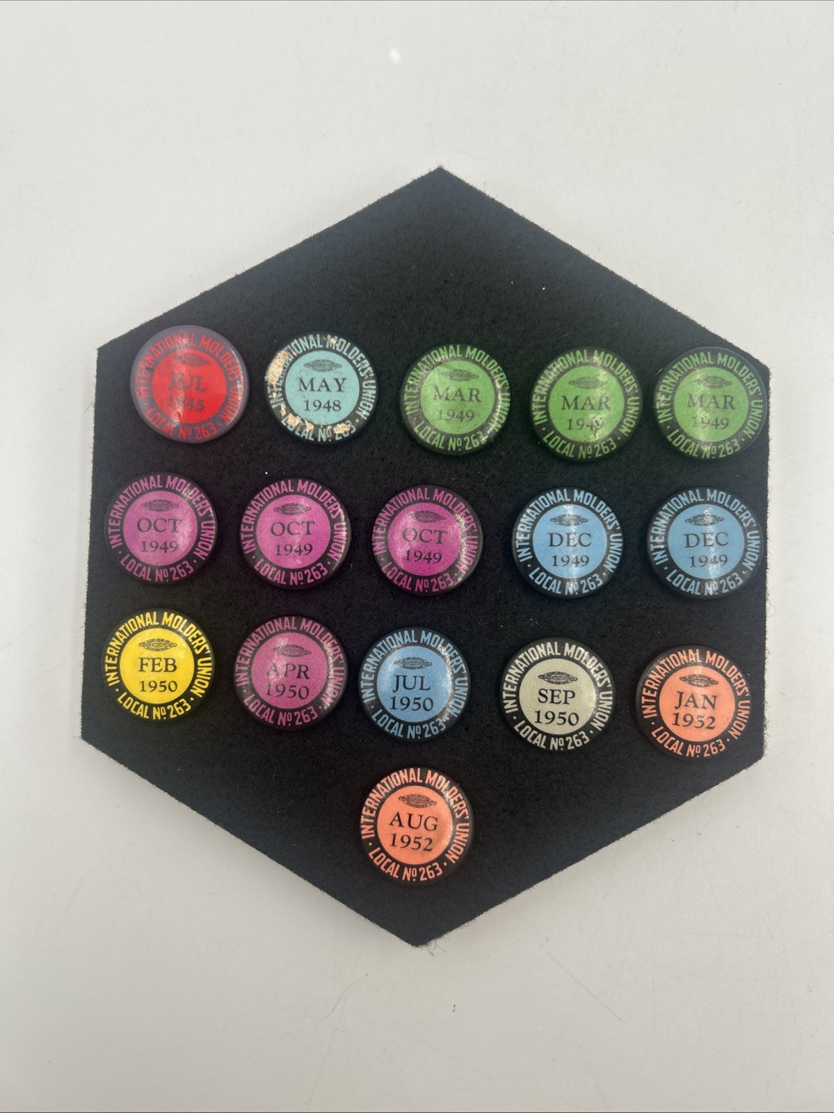 Vintage 1945-1952 International Molders Union Local 263 Lot Of 16 Pins