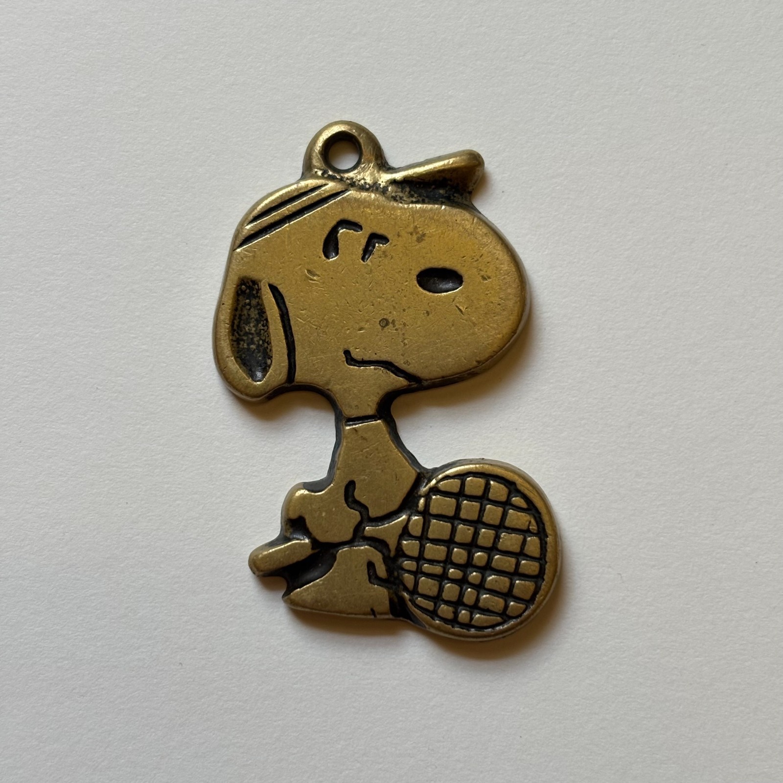 Vintage Snoopy (Peanuts) with Tennis Racket, Aviva 1958 keychain, charm only