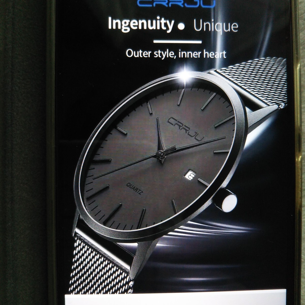 Luxury Men\'s Slim Quartz Watch Black New Unused