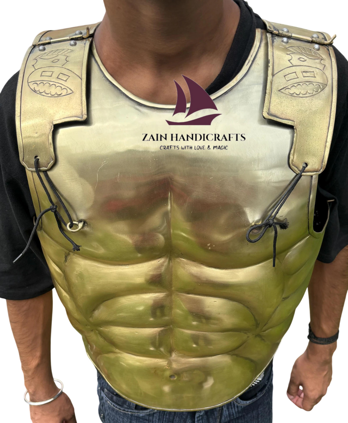 ZAIN Medieval Brass Roman Muscle Cuirass: Gladiator Cosplay Armor Halloween Gift