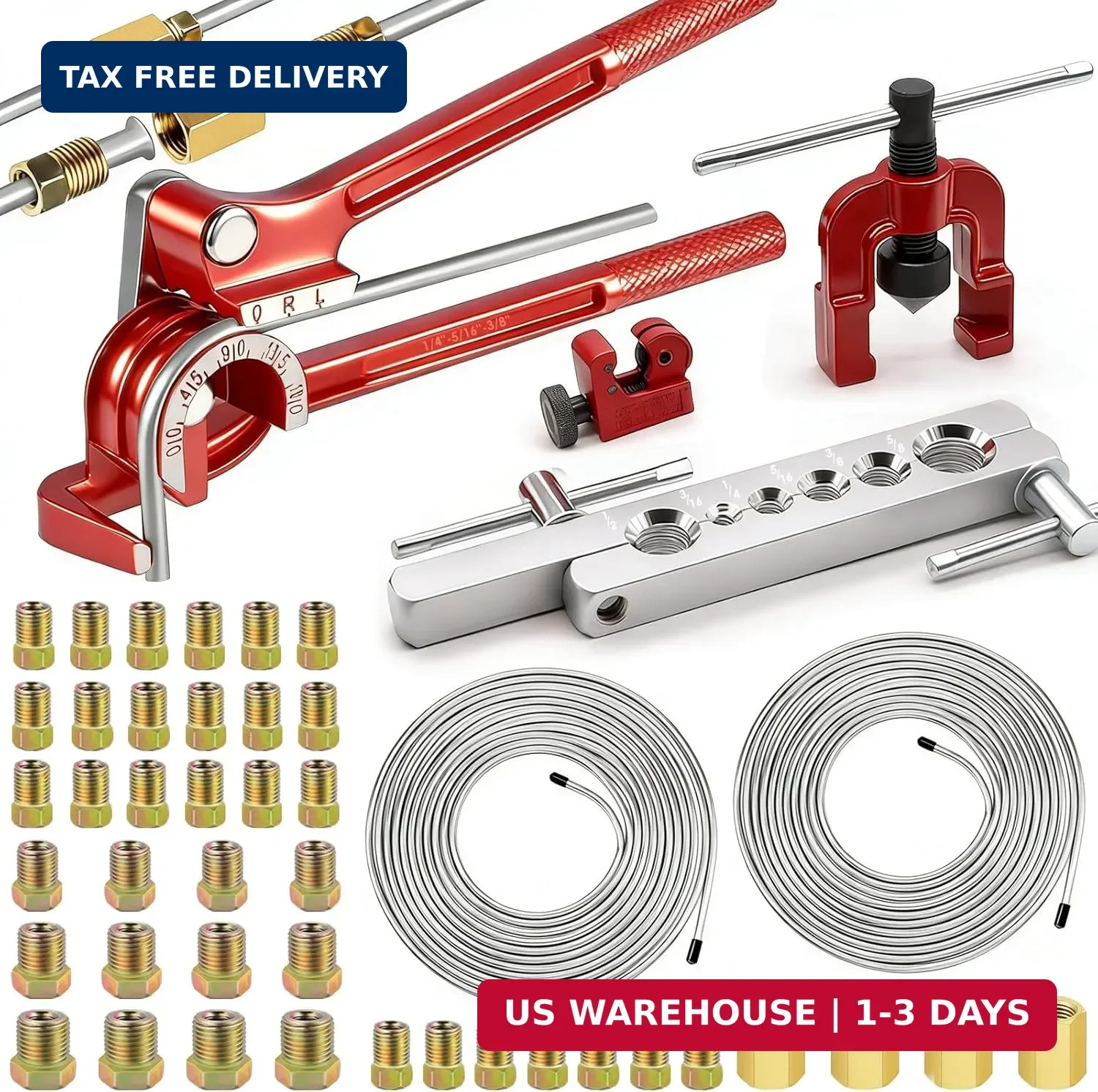 smseace 55Pack 3/16 Inch+3/16 Inch Brake line kit Include 25 FT Zinc-Plated Brak smseace 55Pack 3/16 Inch+3/16 Inch Brake line kit Include 25 FT Zinc-Plated Brak