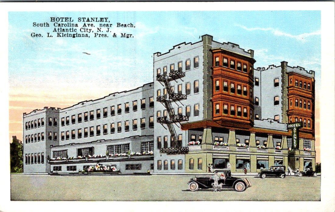 1910-20's HOTEL STANLEY ATLANTIC CITY NJ GEORGE KLEINGINNA MANAGER POSTCARD