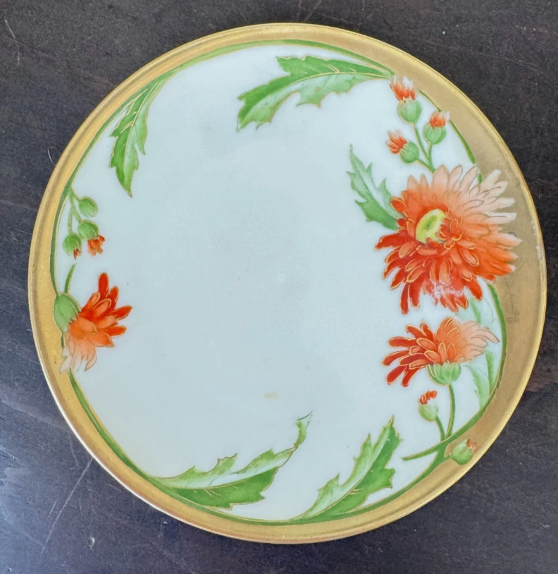 Antique Tirschenreuth Bavaria 6.5” Hand Painted Floral Plate 2866 Gold Trim