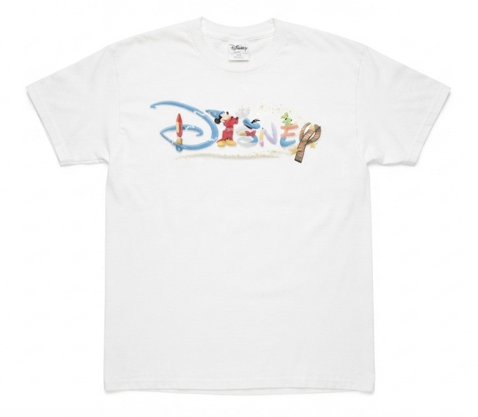 Vintage Disney Store T-Shirt Men Medium White Mickey Mouse Sorcerer Graphic