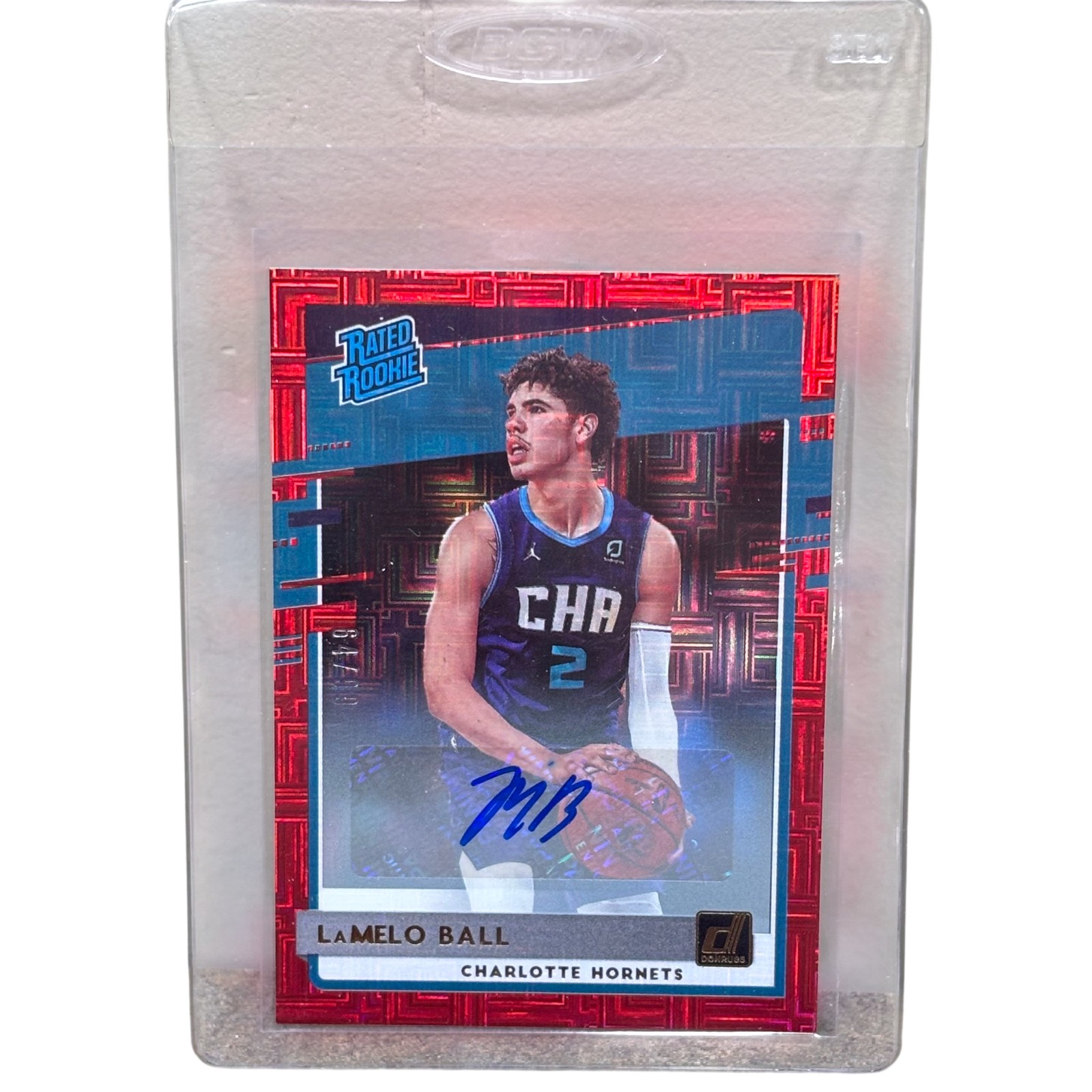 2020-21 Panini Donruss Choice LaMelo Ball Rookie Auto Red Parallel Card - 64/99