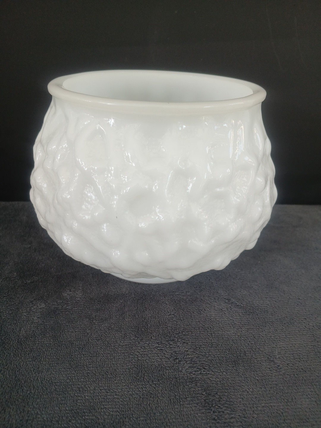 Vintage E.O. Brody Opaque White Milk Glass Vase Planter Candle Holder