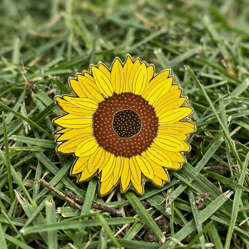 Sunflower Blossom Enamel Pin - Rose Blossom - Collectible Lapel Pin Soft Enamel