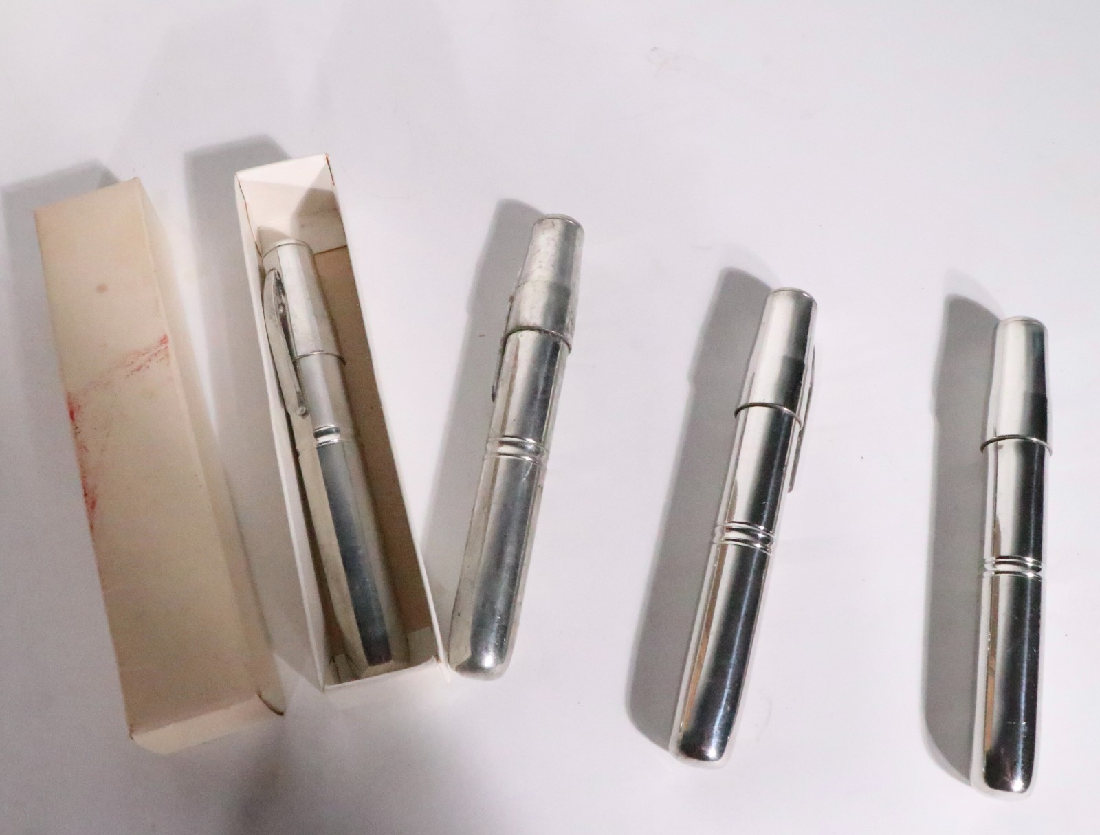 Vintage Chrome Plated Art Deco Three Tube Cigar Cases