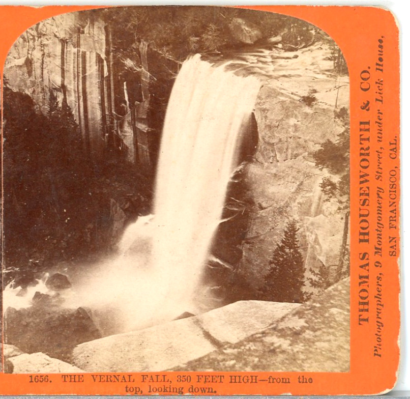 Vernal Fall 359 Ft High From The Top Looking Down--T. Houseworth Stereoview D100