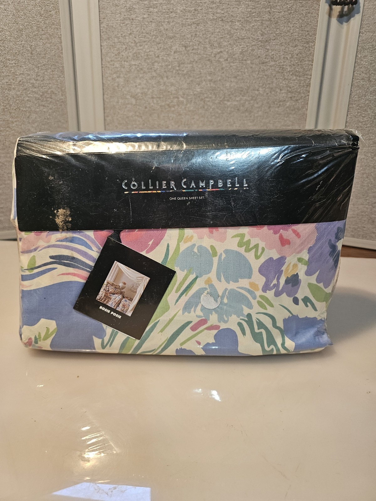 Vintage Queen Collier Campbell Rosie Posie Multi Color 4 Pc Bed Sheet Set