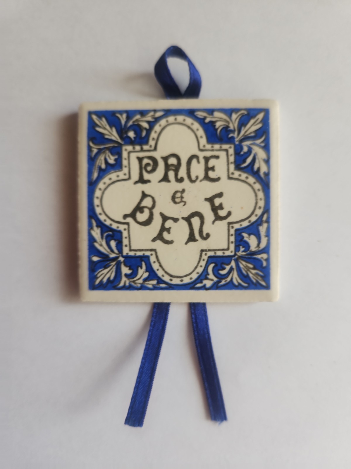 Vintage Italian Ceramic “Pace e Bene” Wall Tile Plaque Florence Italy Vintage Italian Ceramic “Pace e Bene” Wall Tile Plaque Florence Italy
