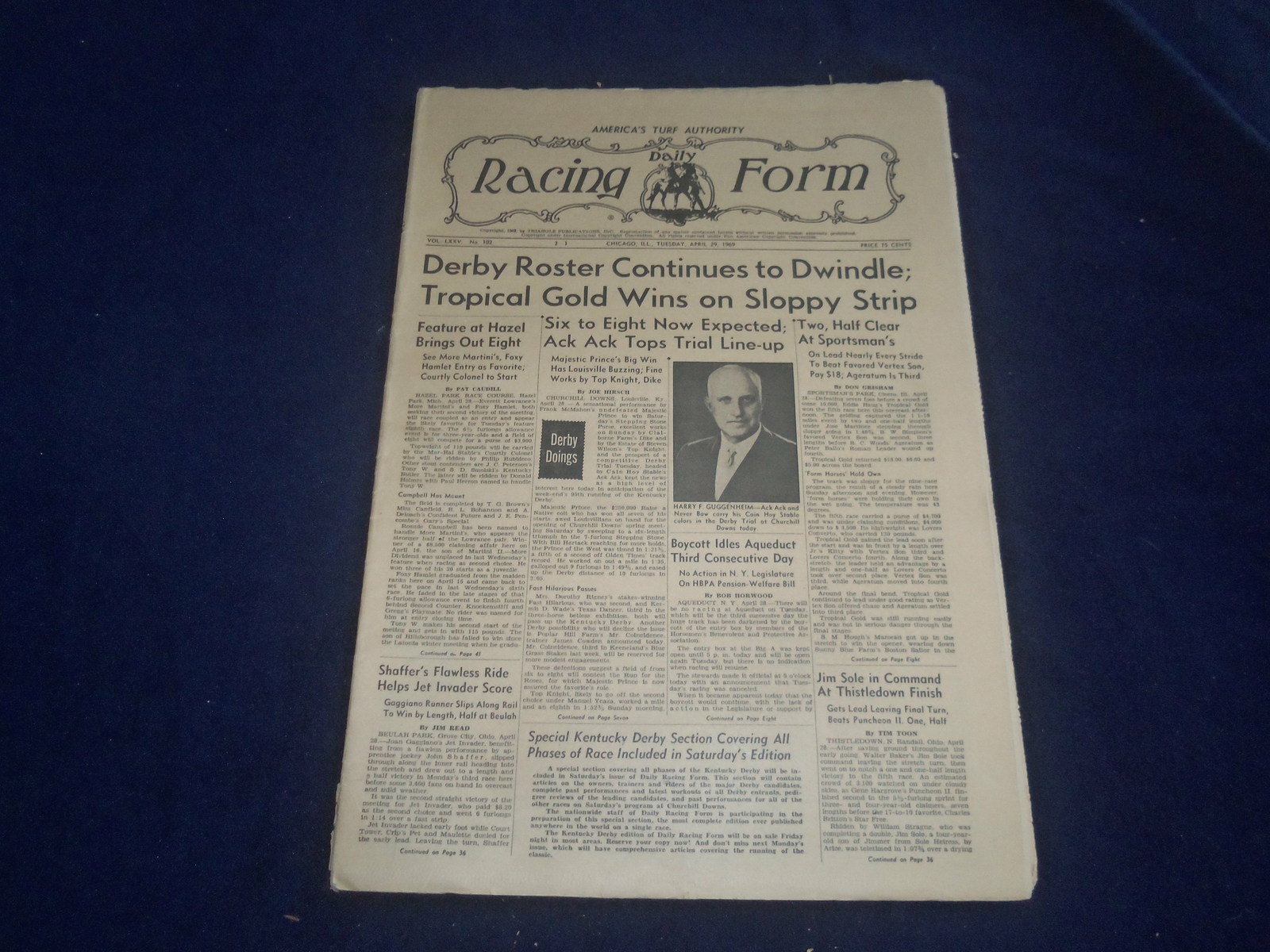 1969 APRIL 29 THE DAILY RACING FORM - DERBY ROSTER CONTINUES TO DWINDLE- NP 5511