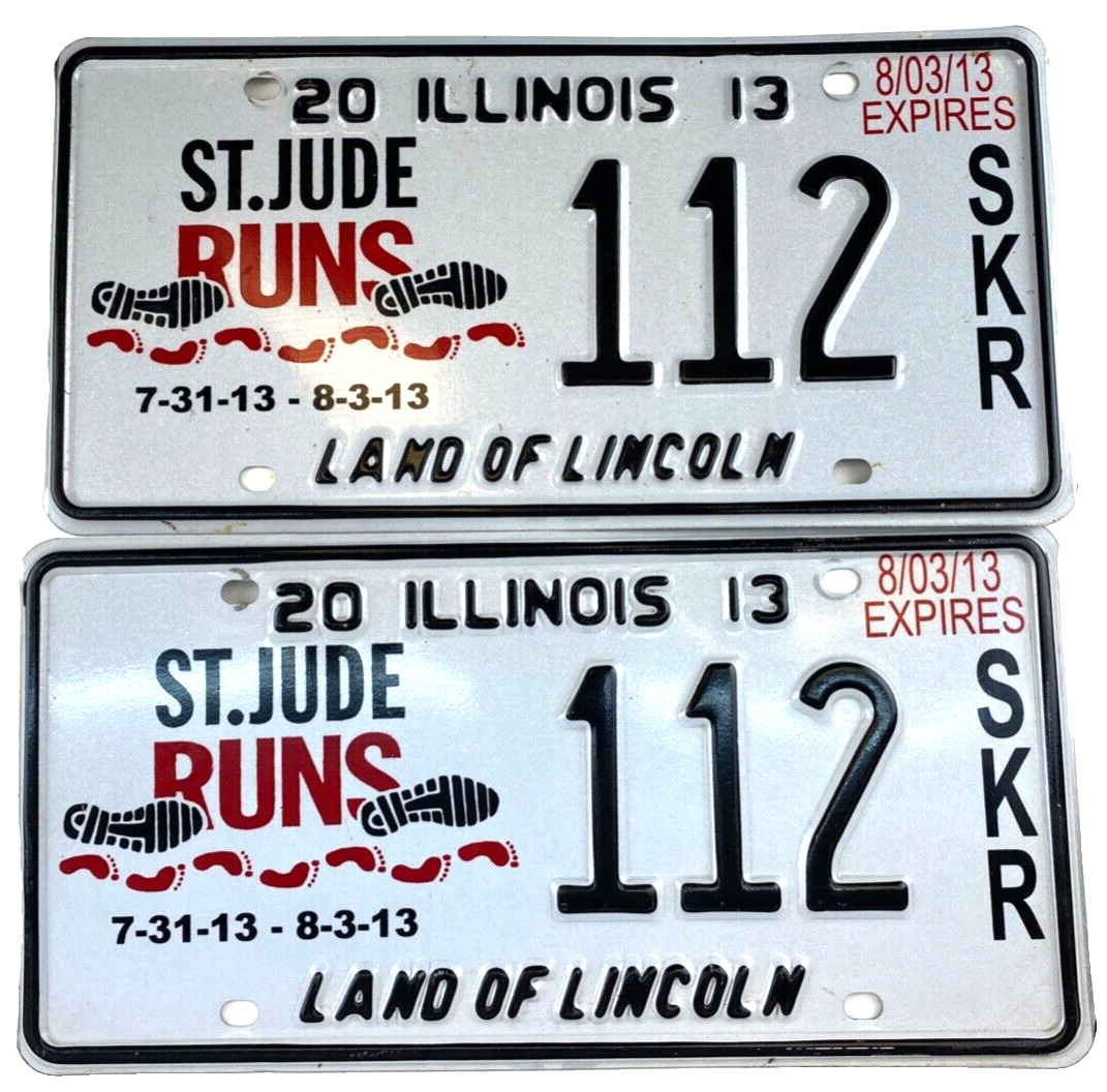 2013 Illinois Specialty Illinois License Plate Set St. Jude Runs 112 Collector