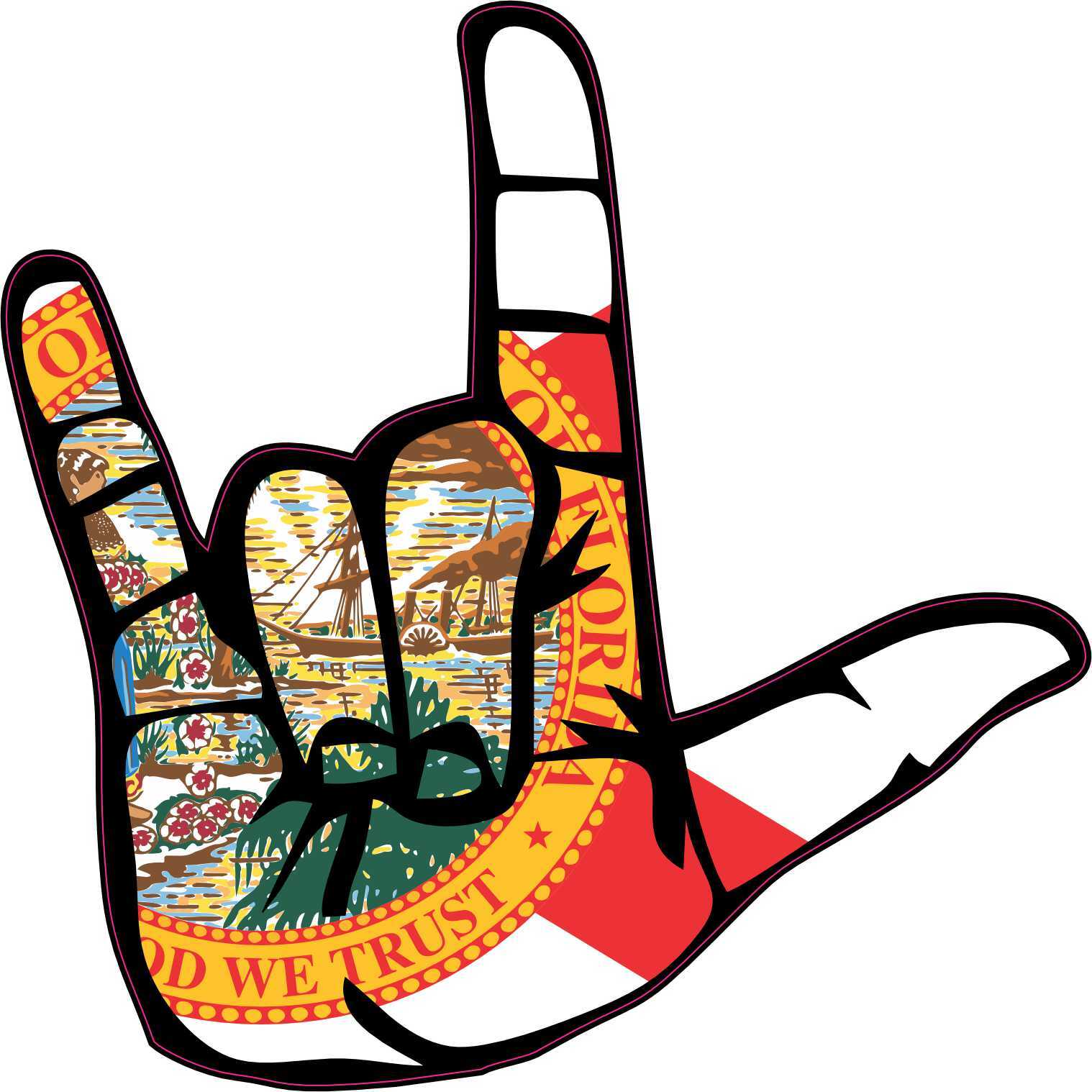 Florida I Love You Hand Sticker Car Truck Vehicle Bumper Decal