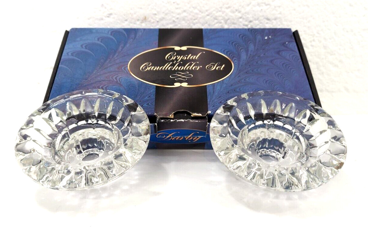Darby Crystal Candleholder Set of 2 Taper Candle holder votives w/ vintage Box