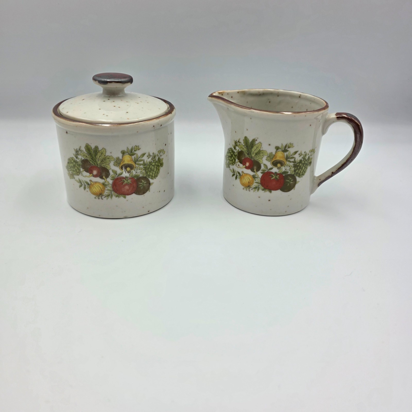 Vintage Inarco Sugar Bowl & Creamer Set Vegetable Pattern Cottage Core