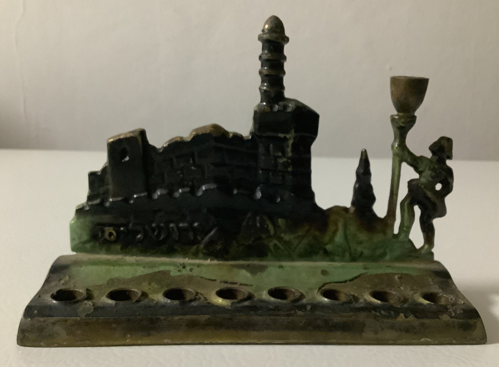 Vintage Menorah Solid Brass Srulik Boy Chanukah Z13
