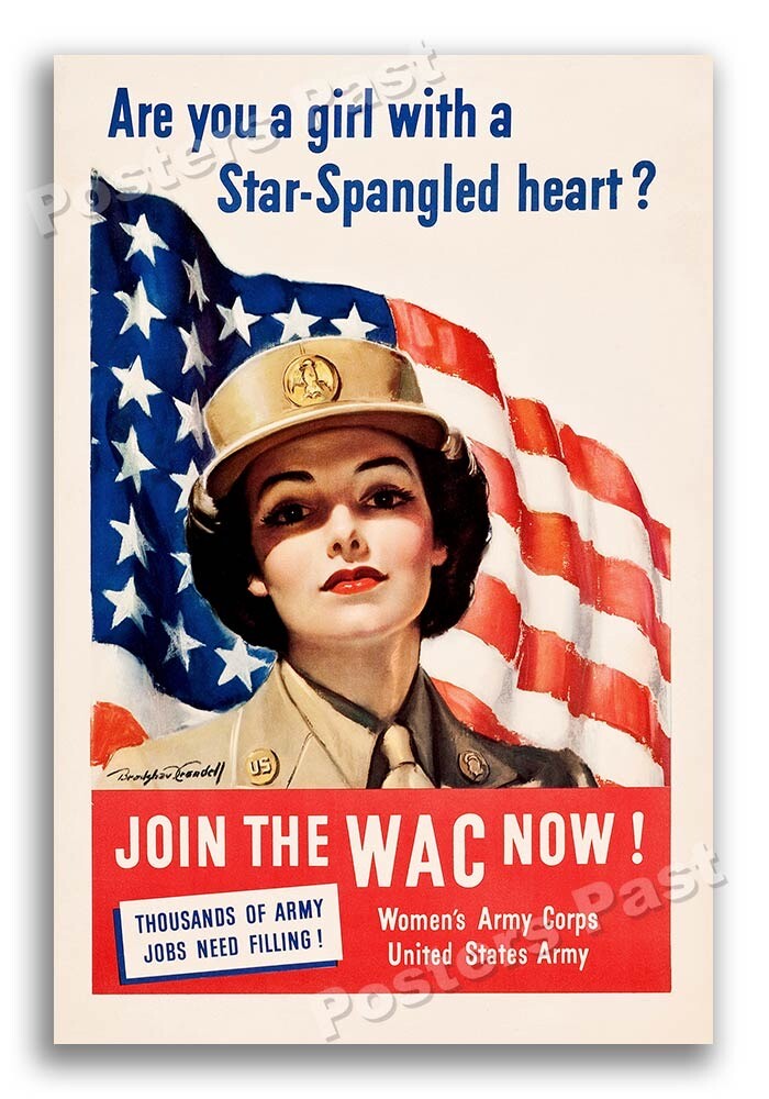 “Join the WAC now” 1943 Vintage Style WW2 War Poster - 24x36