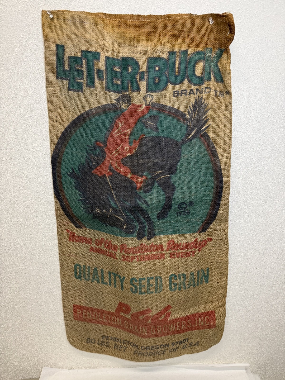 Vintage Burlap Seed Bag Pendleton Round-Up PGG Vintage Burlap Seed Bag Pendleton Round-Up PGG