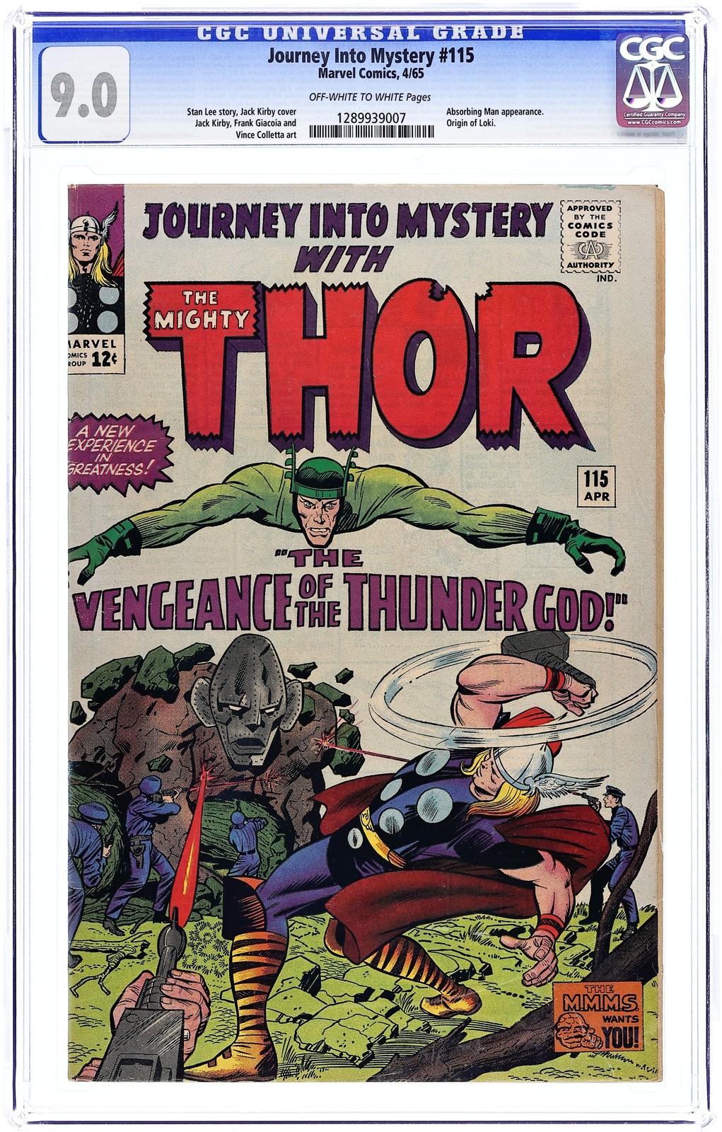 Thor Journey Into Mystery #115 CGC 9.0 1965 1289939007