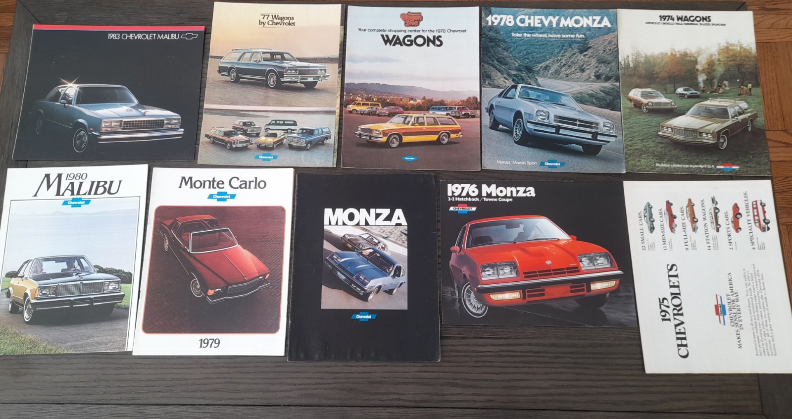 Lot 10 vintage Chevrolet sales brochures 70\'s 80\'s