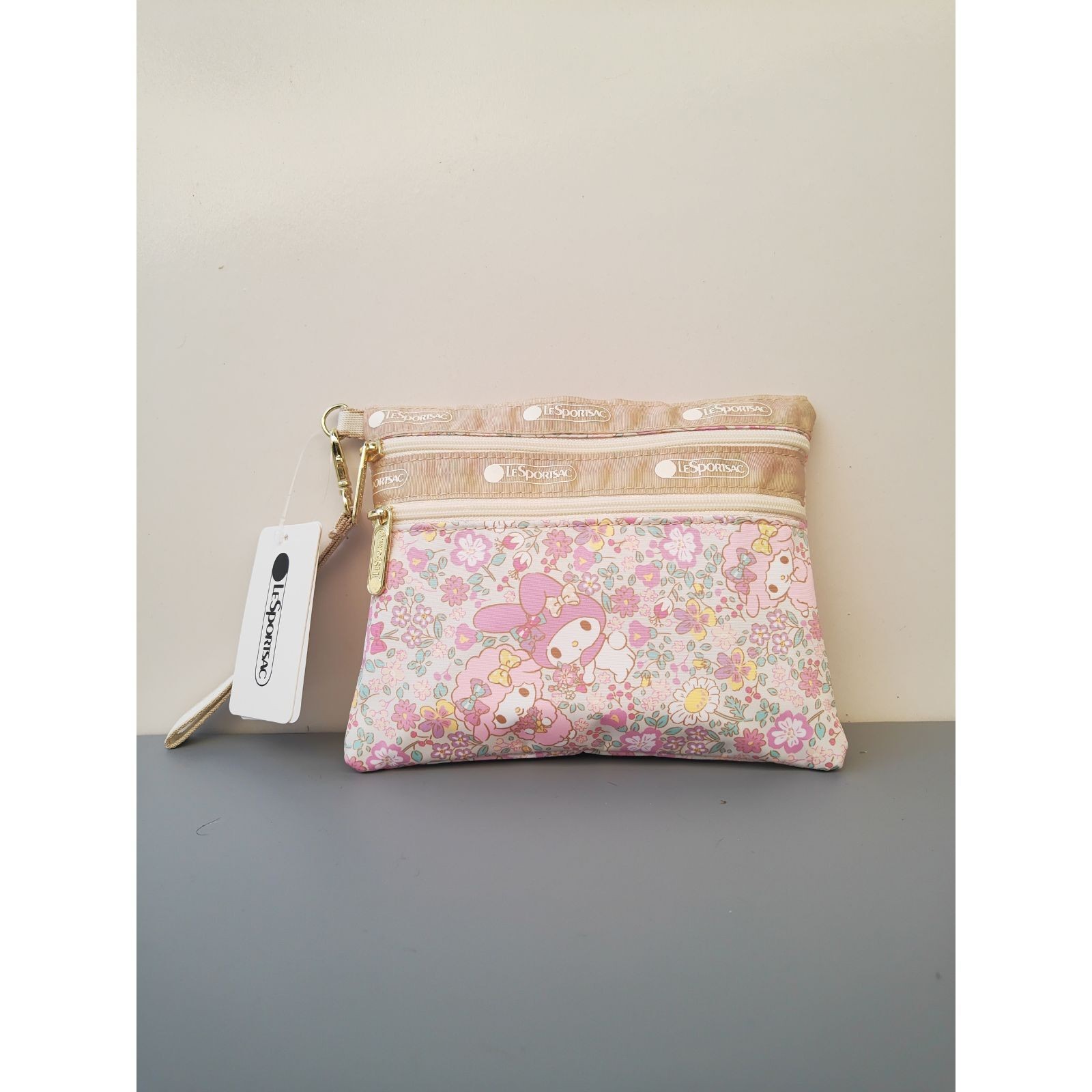 Lesportsac x My Melody Flower 2zipper Wristlet Pouch NWT