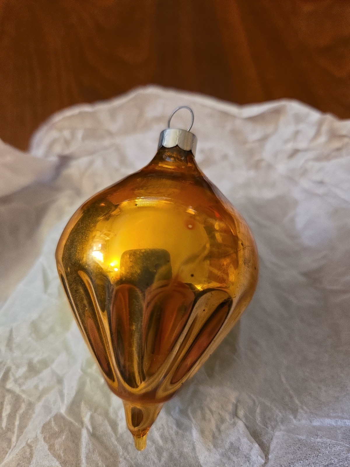 Vintage HEIM GOLD Glass Fluted Parachute Spin Top Pontil Christmas Ornament Vintage HEIM GOLD Glass Fluted Parachute Spin Top Pontil Christmas Ornament