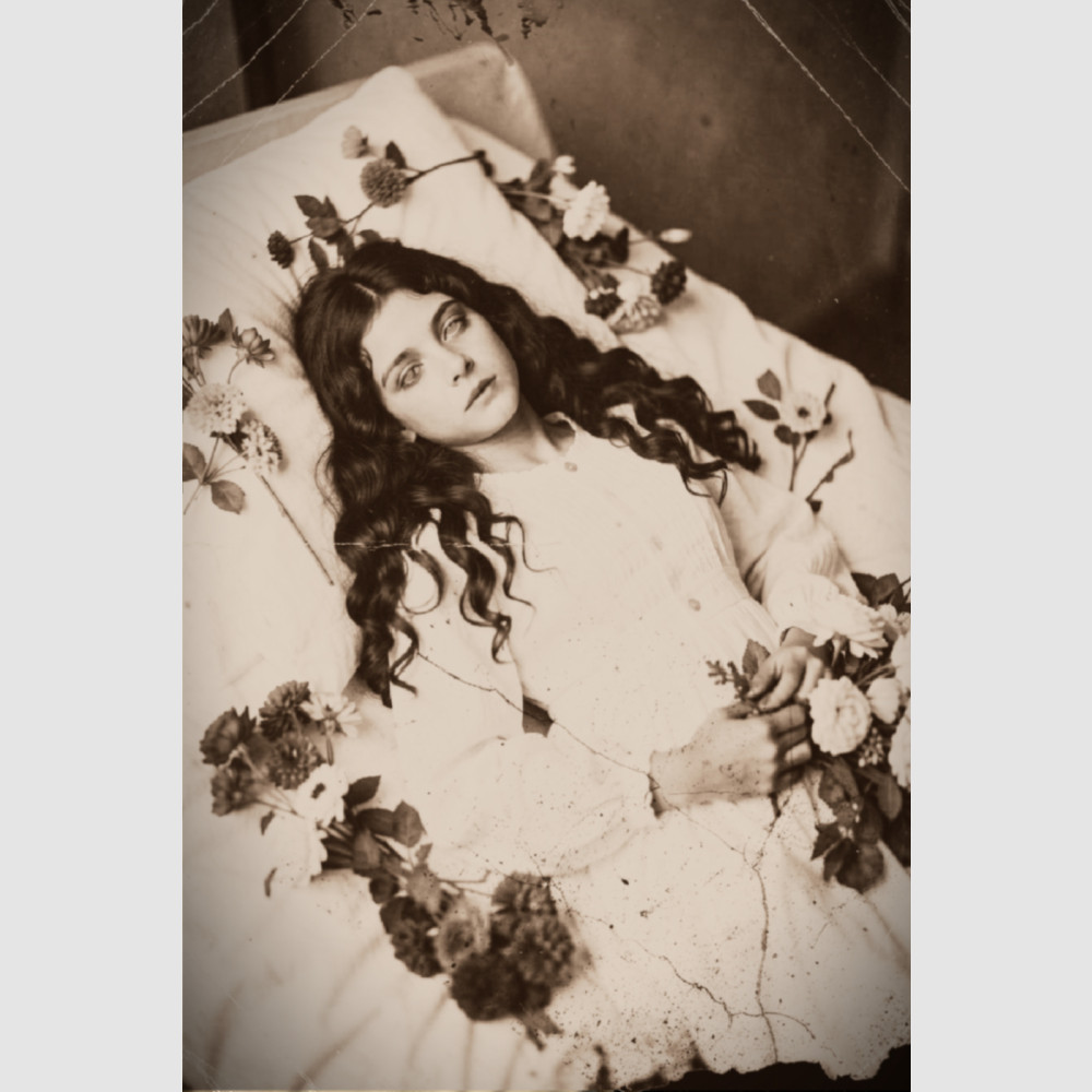 4 by 6 Photograph Girl Print Photo Post Mortem Flowers  4 by 6 Victorian 188