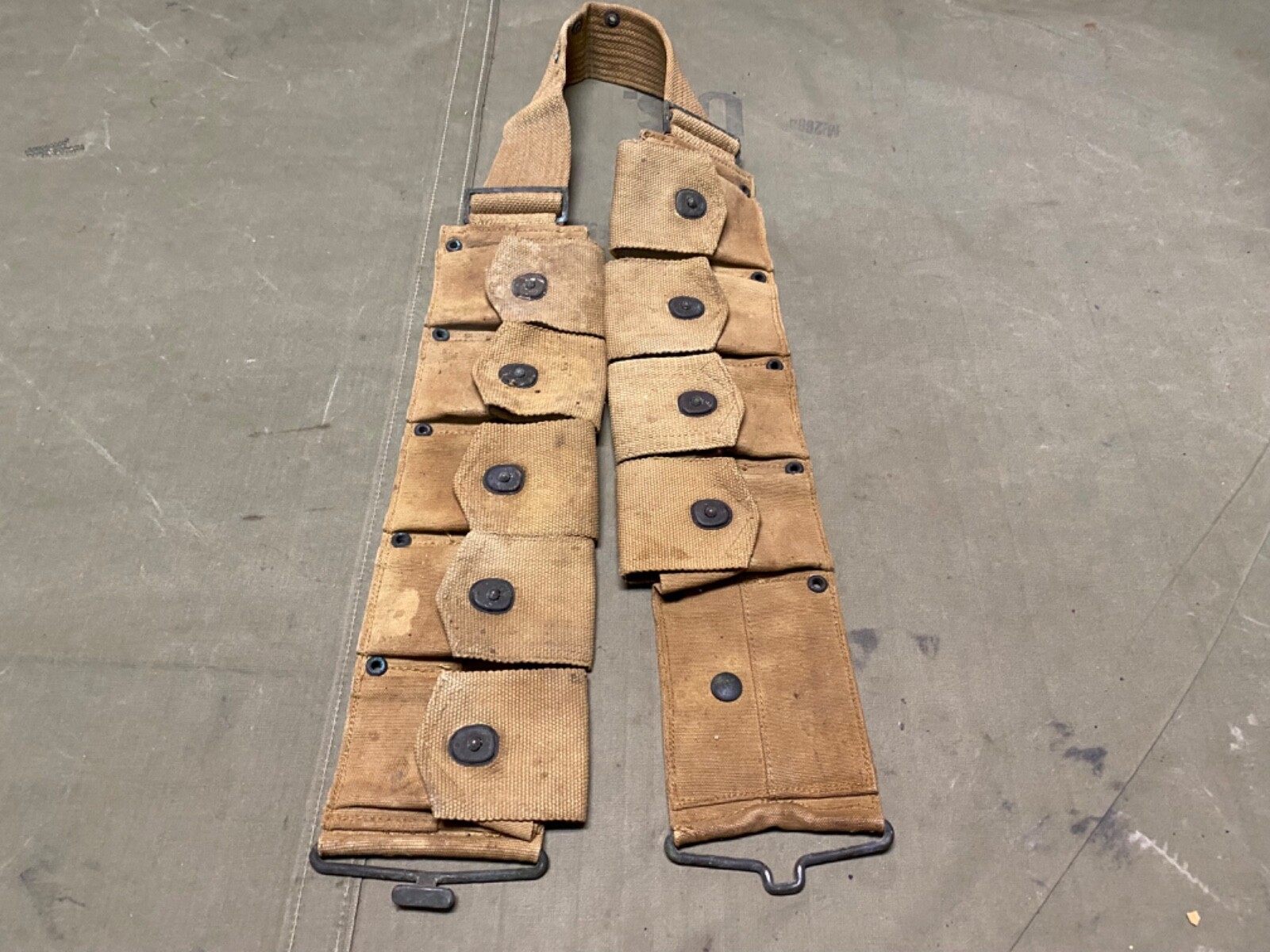 ORIGINAL WWI WWII US ARMY M1903 INFANTRY COMBAT FIELD 9 POCKET AMMO BELT-PB&CO