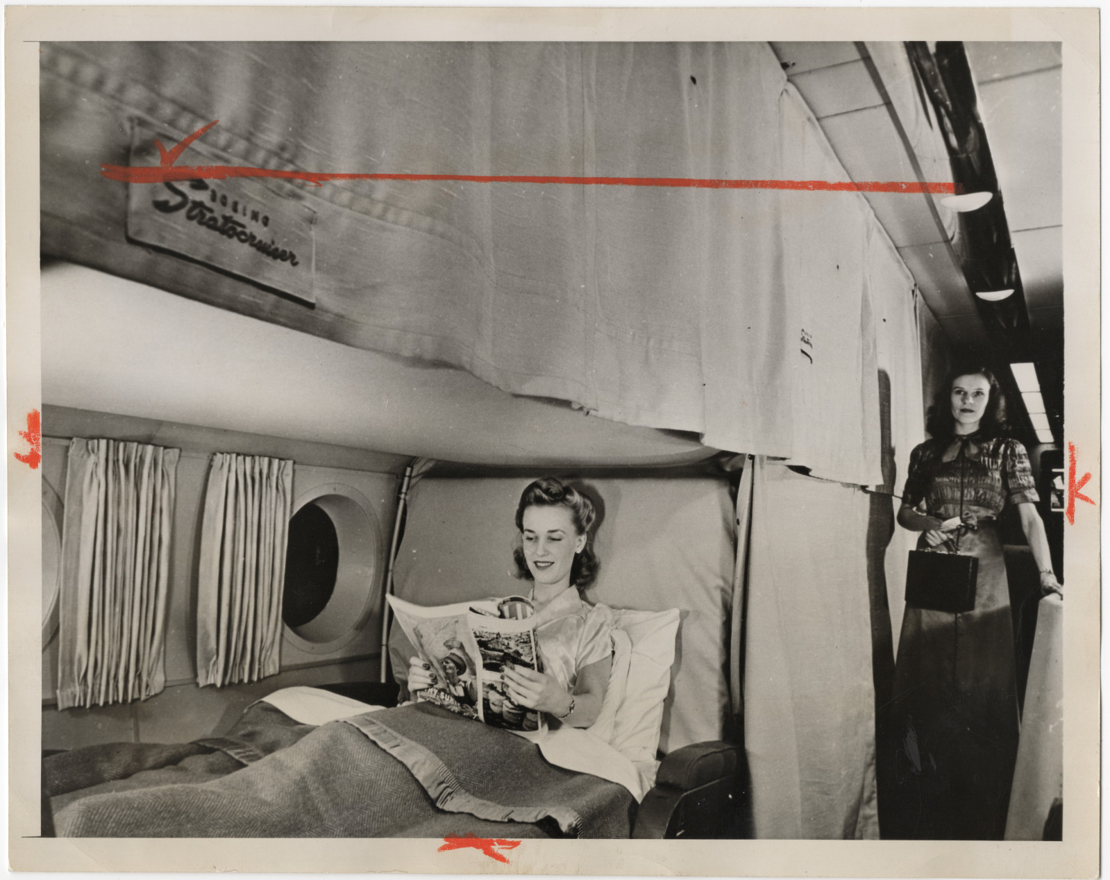 1945 Boeing Stratocruiser Sleeper Berth Photo, Acme Wire Service 8x7.25
