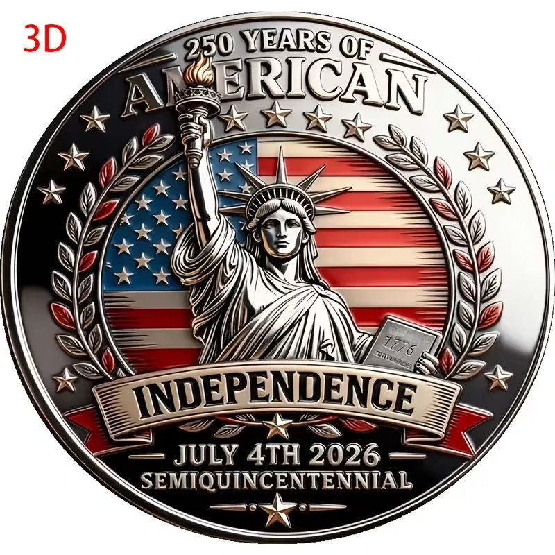 America 250th Anniversary Commemorative Challenge Coin Gift, 3D, 1776-2026