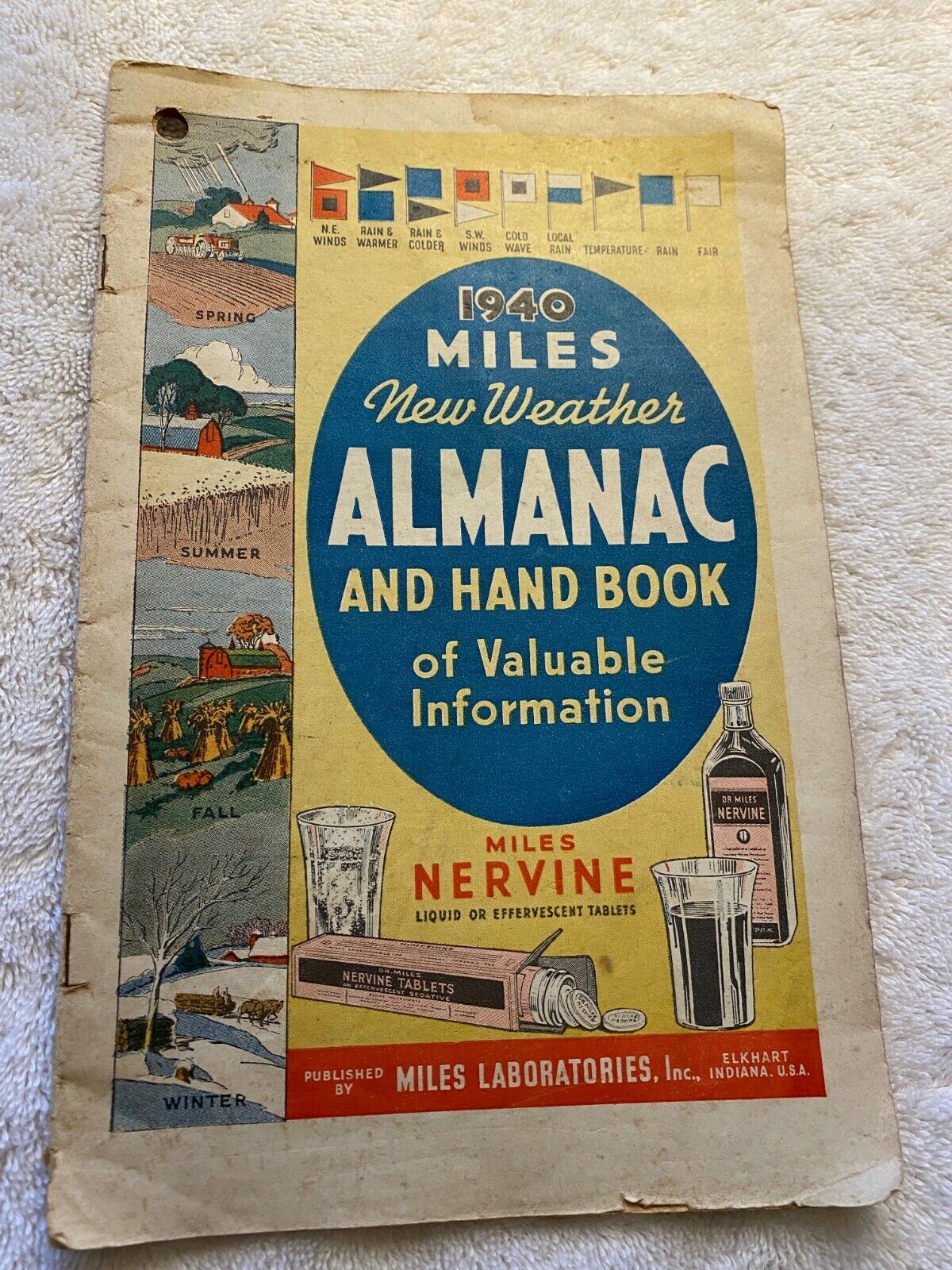 Miles Almanac 1940 New Weather Hand Book Valuable Information Nervine Tablets