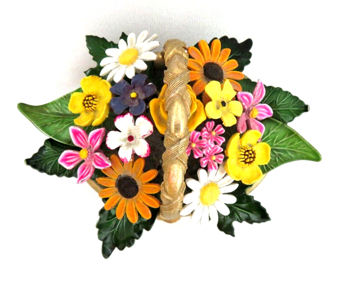 Vintage Jane Hutcheson for Gorham Metal Flower Arrangement in French Gilt Basket