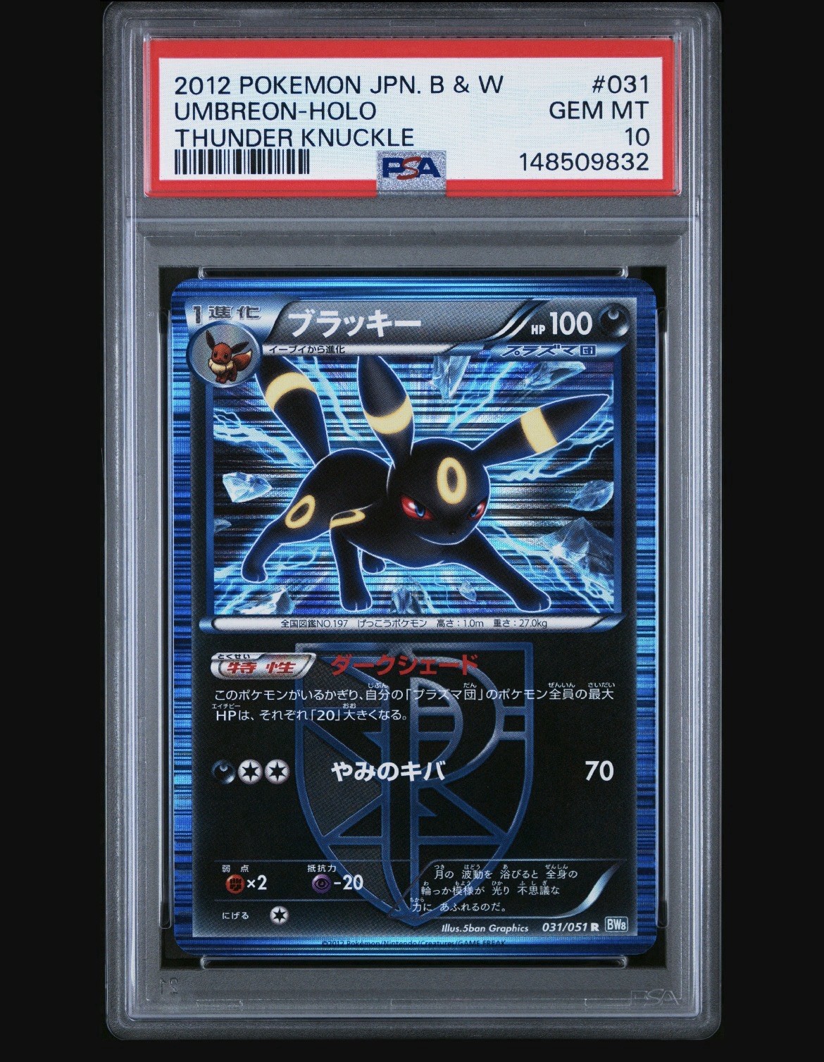 Umbreon 031 Thunder Knuckle Unlimited Print Super Low Pop 76 -  PSA 10  NEW CERT