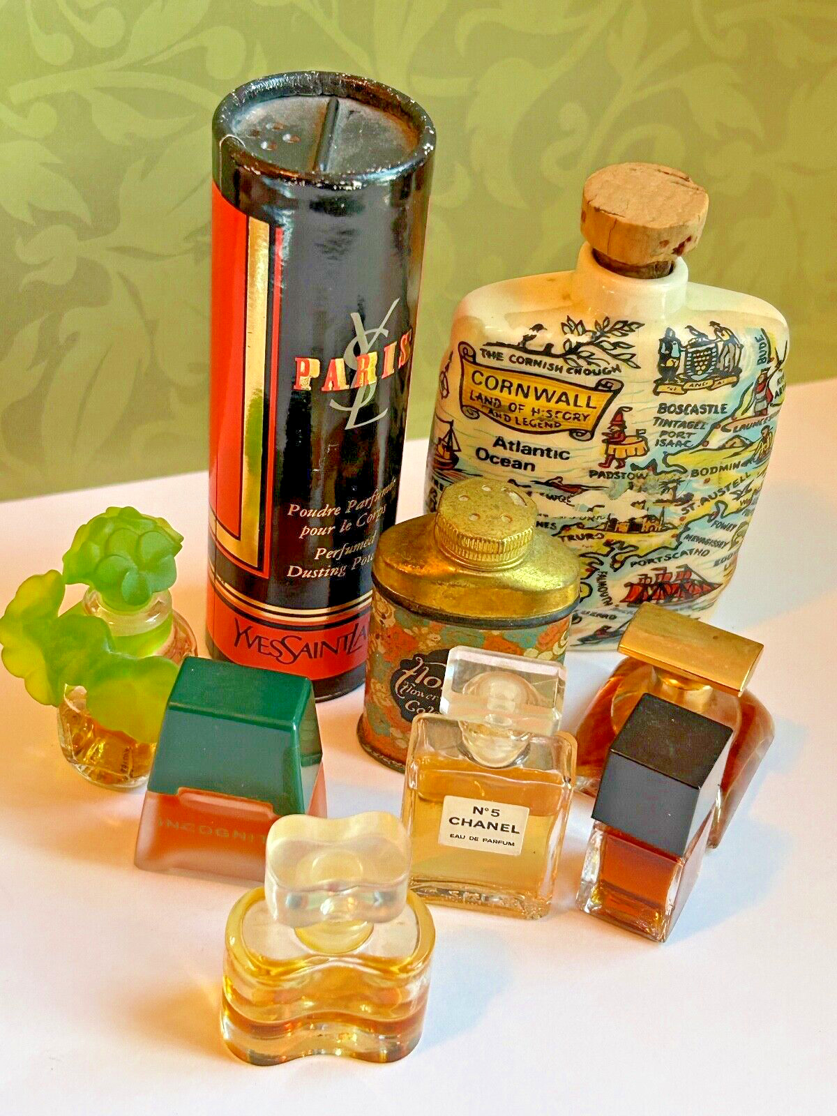vtg perfume MINIATURE LOT YSL Chanel No 5 Estée Lauder Florient antique bottle