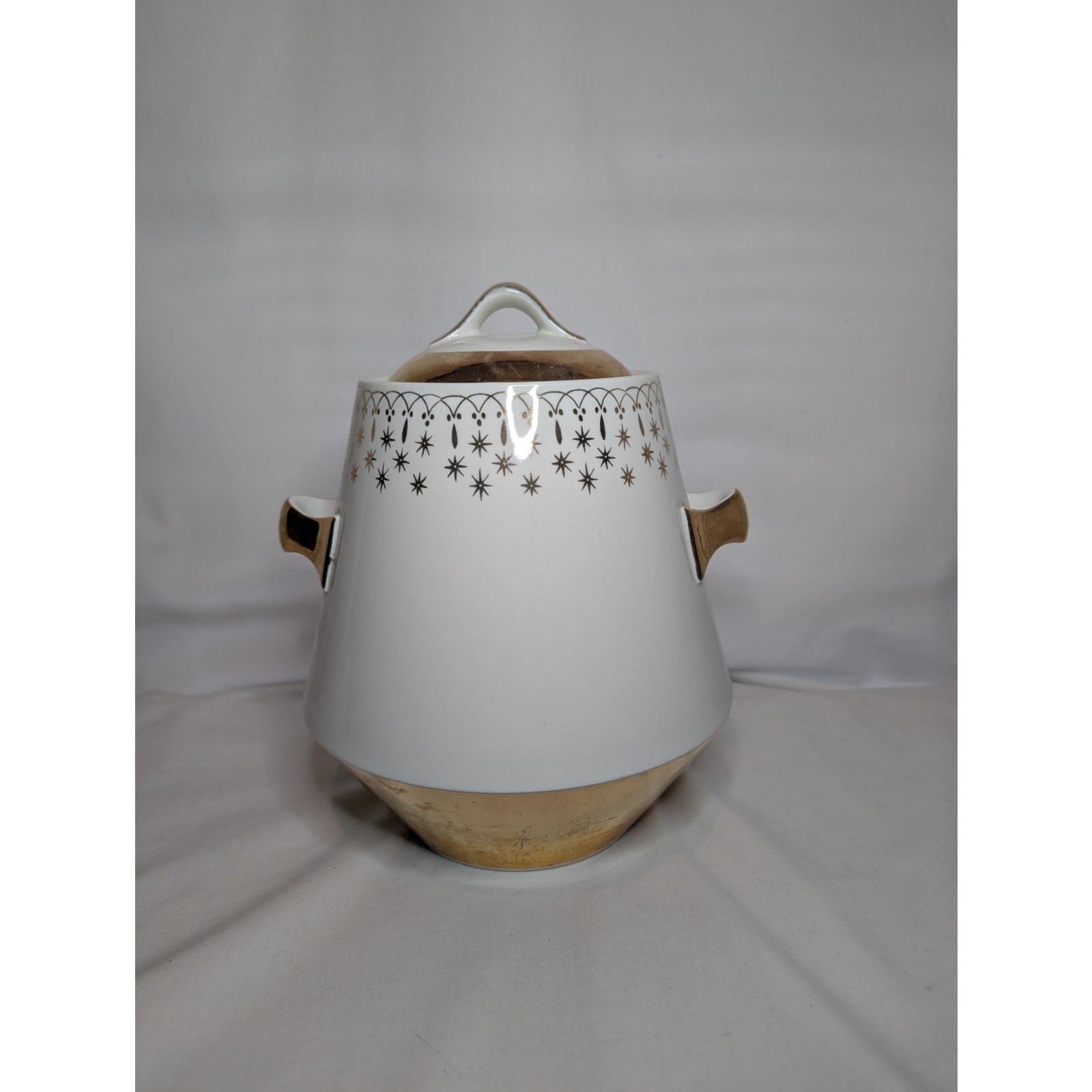 Vintage Hall Flare Ware Gold Lace Atomic Starburst Cookie Jar
