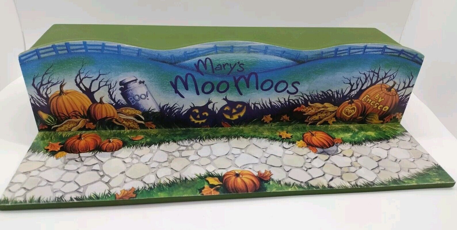 Vtg Enesco Marys Moo Moos Halloween Fall Display Stand Shelf 2000 731838
